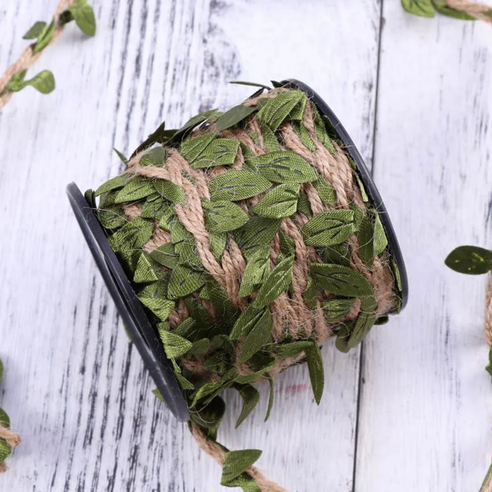 

2pc Leaf Weaving Forest Series Rope 10M Natural Jute Burlap Leaves Artificial Vine Bouquet Wrapping Craft Diy Background