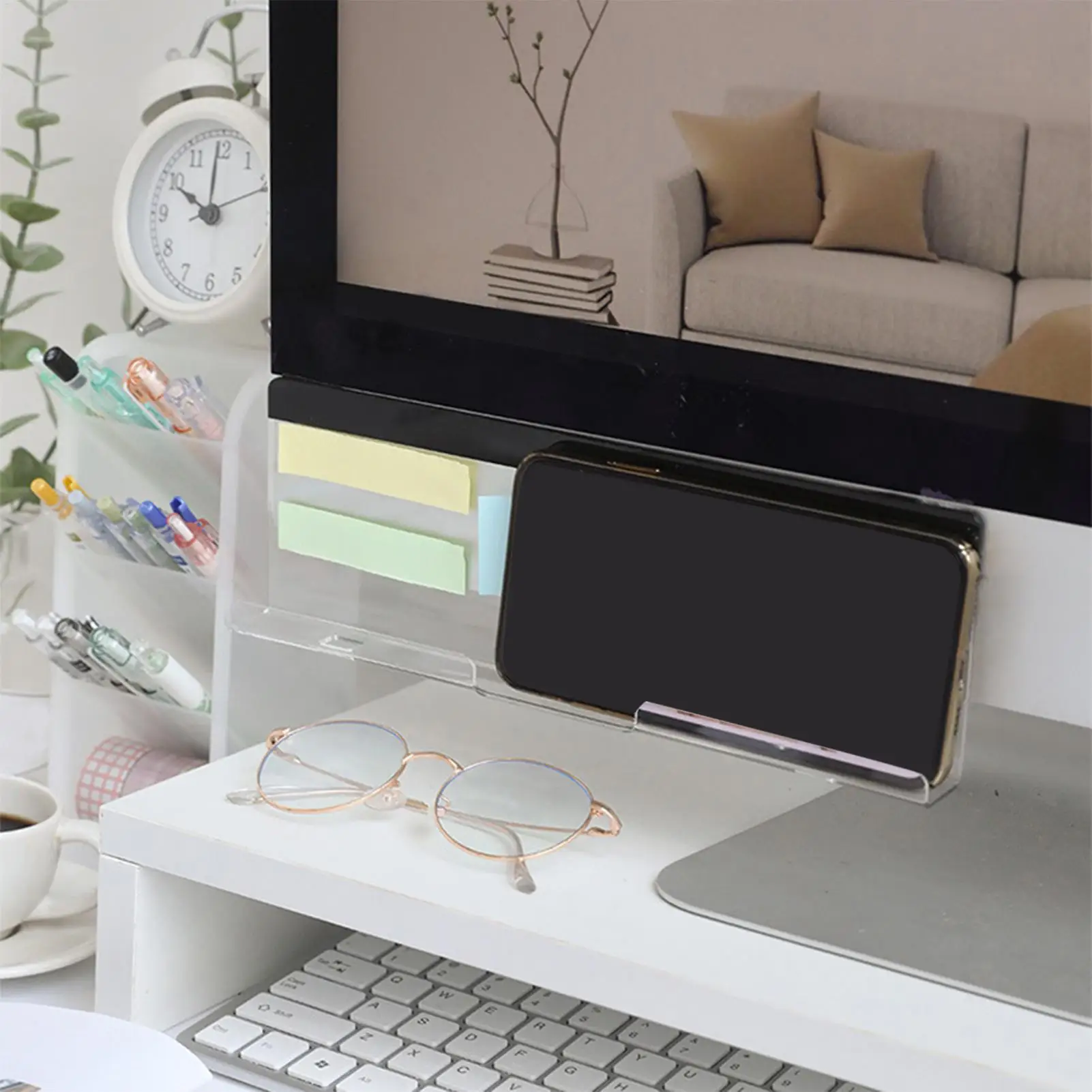 

Доска для заметок монитора, акриловый органайзер для крепления на панели, держатель для липких заметок для экрана компьютера, офиса, рабочего стола, бизнеса, дома