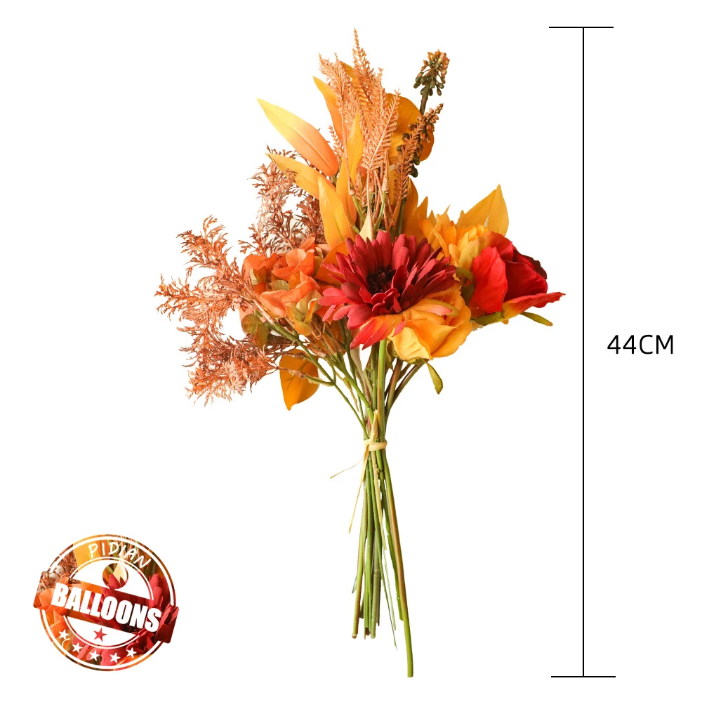 

1/2/5 Bundles Autumn Fake Rose Flowers High Quality Fall Gerbera Daisy Artificial Flower Long Bouquet Home Wedding Decoration