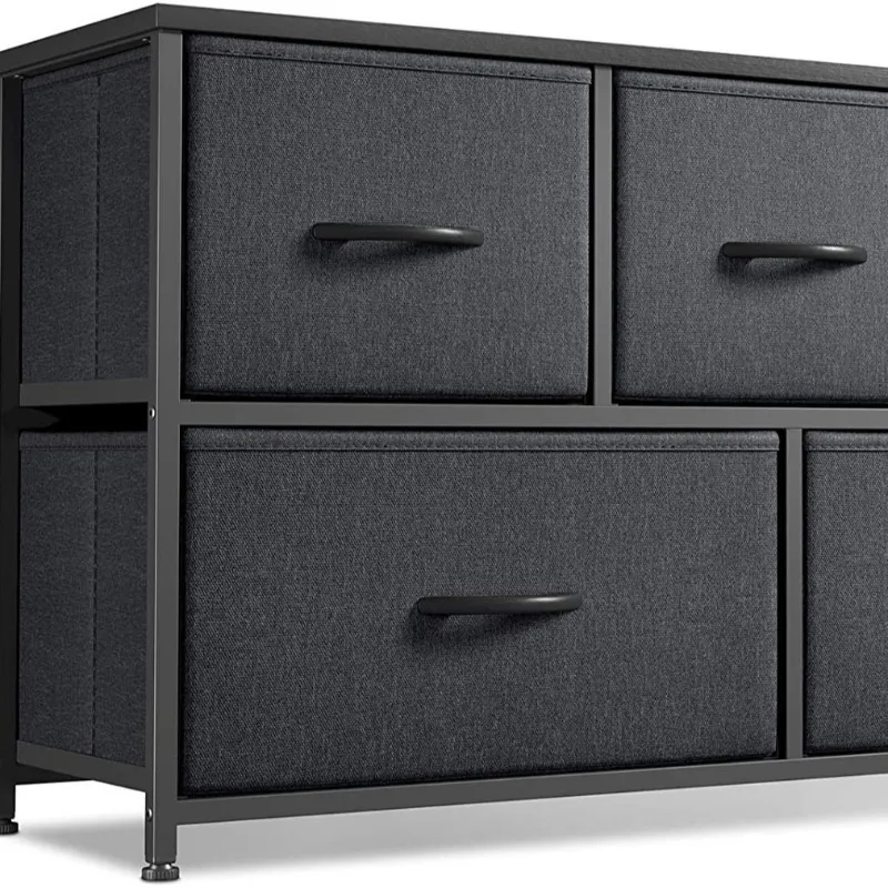 خزانة ألعاب حديثة للأطفال، خزانة تخزين بأدراج قماشية، طاولة بجانب السرير من الحديد المطاوع لغرفة المعيشة وغرفة النوم