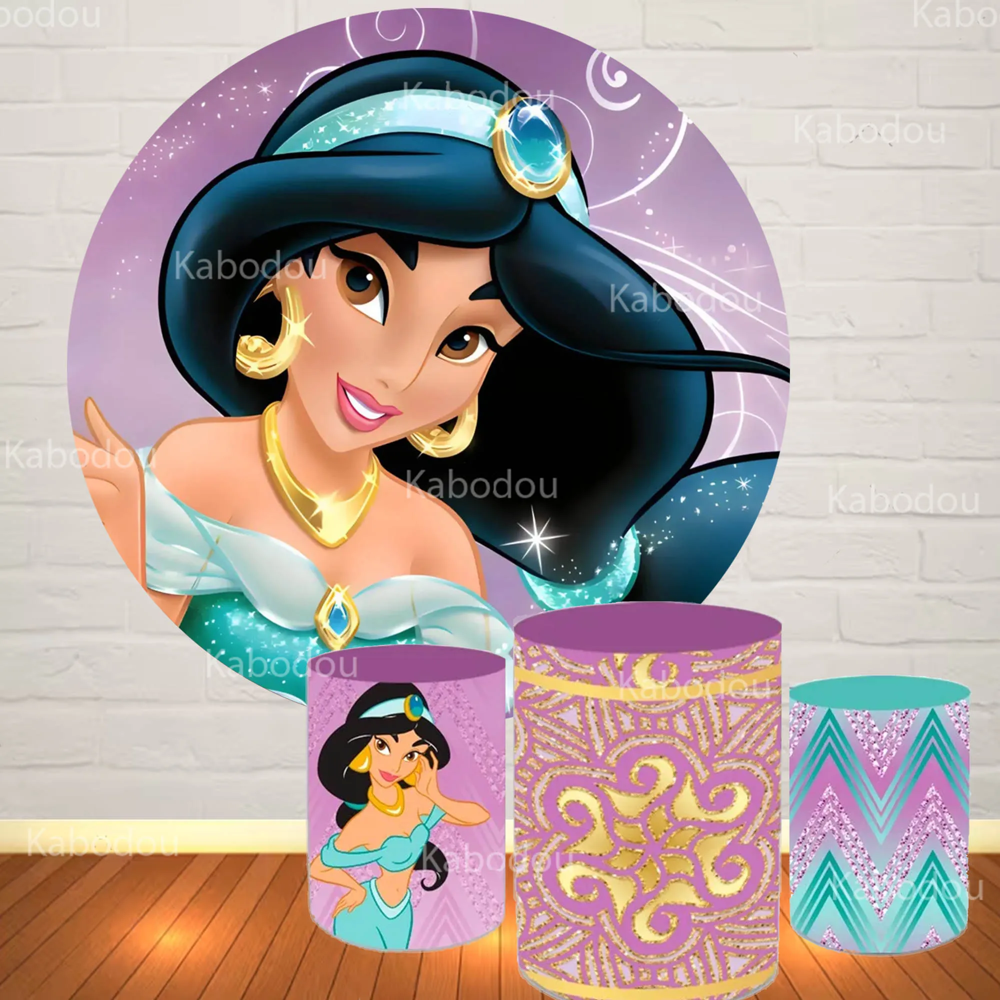 

Фон для фотосессии «Аладдин и Жасмин» круглый, для девочек, на день рождения, для детского праздника, декор для фотозоны, цилиндрический чехол для фотобудки