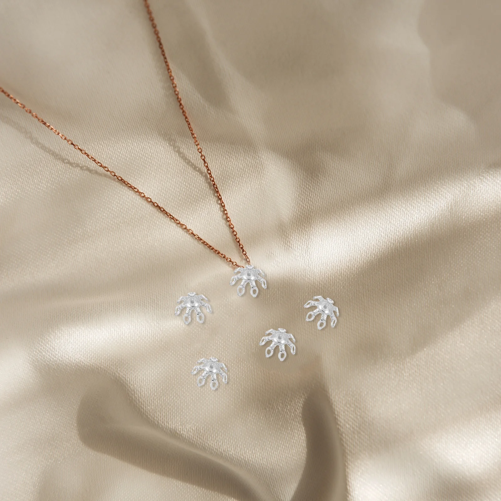 

100Pcs Metal Flower Bead Caps 10Mm Pure Copper Spacer Bead End Toppers for Jewelry Making Supplies DIY Necklace Earring Ornament