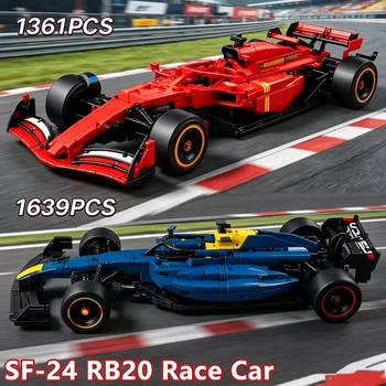Techniczne Nowe Zestawy Samochodów Wyścigowych RB20 SF24 1361/1639 Elementów Skala 1:8 DIY Kolekcjonerskie Klocki do Składania Model Samochodu Prezent Urodzinowy