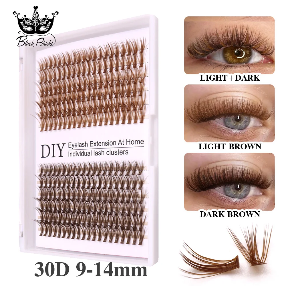 

Brown DIY False Eyelashes Lash Clusters Mixed Length Individual Lash Extension Fluffy Thick Faux Mink Eyelash Extension Kit