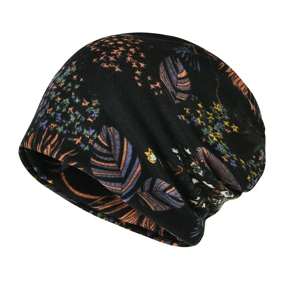 Contrasting Colors Pullover Hat Multifunctional Plaid Print Casual Hedging Cap Scarf Pullover Hat Turban Hats Autumn and Winter