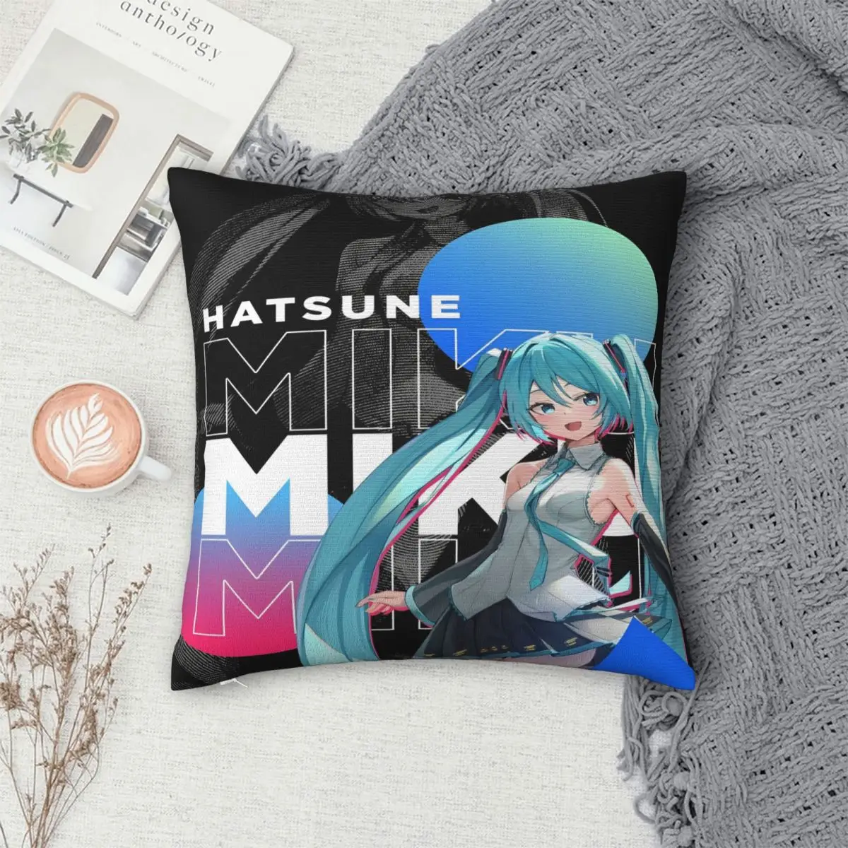Hatsune Miku cantante música Anime funda de almohada con estampado funda de cojín fundas de almohada nuevo estilo decoraciones para sillas cuadradas de varios tamaños