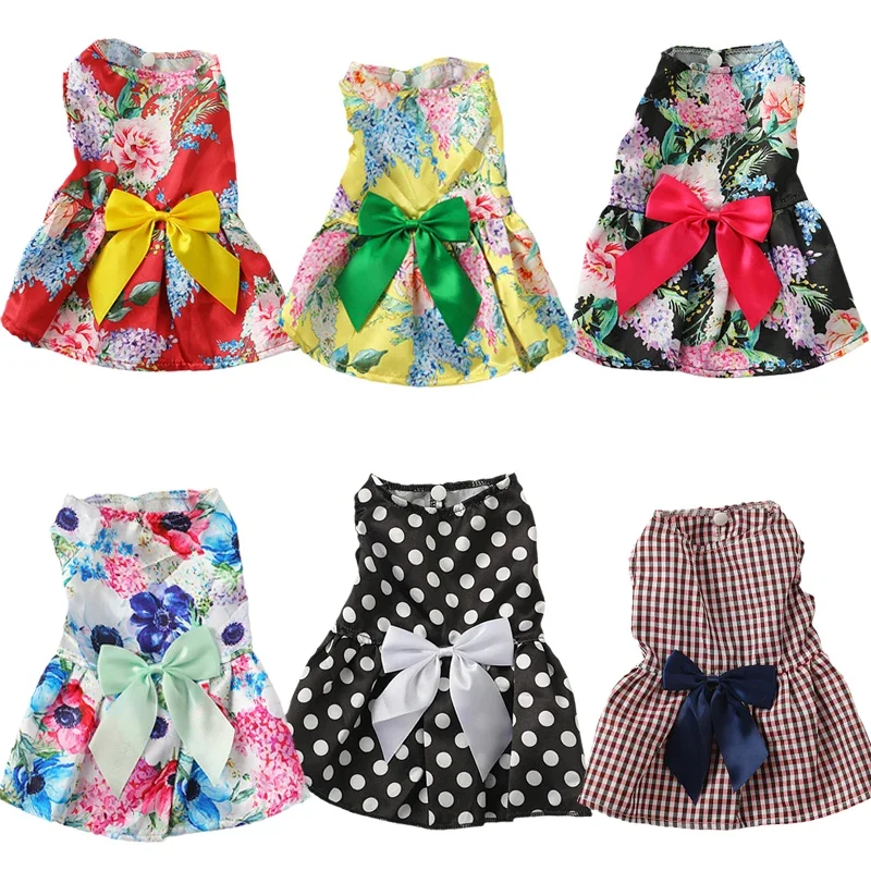 2026 Spring  Pet Clothes Fashion Cat Dresses with Bow for Cats Kitten Sphynx Clothing Persian Princess Dress ropa para gato