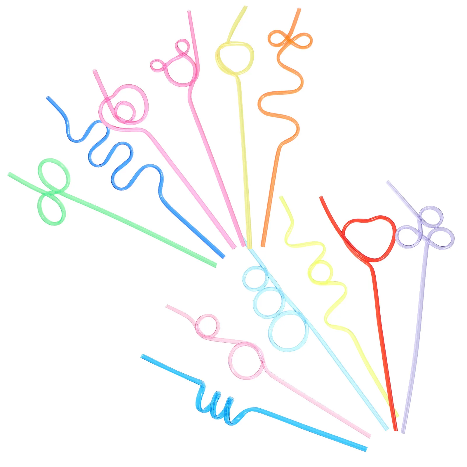

36pcs Creative Straw Set Reusable Curly Drinking Straws For Kids Adults Summer Party Favors Tongue Muscle Trainer Decorative