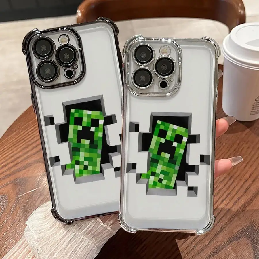Apple iPhone 16e 14 15 16 Plus XR XS Max 15 16 13 14 12 11 Pro Max用 ソフトカバー 面白いピクセルモンスター ケース
