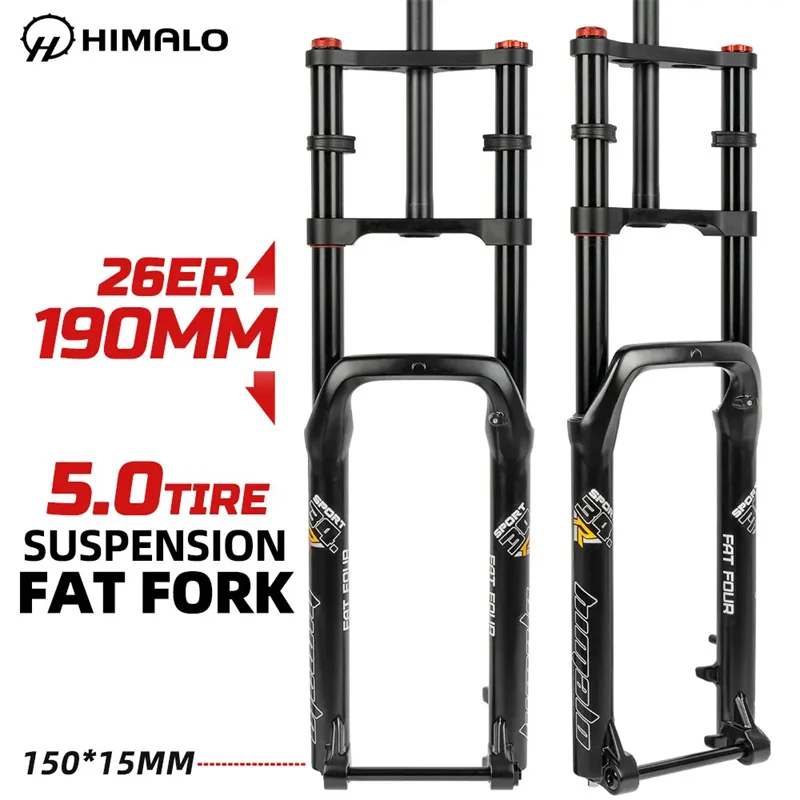 

HIMALO Suspension Snow Fork for Fat Bike 26*5.0 tire 150*15mm Thru Axle Front Air Suspension Fork for Fat Tire Mountain bikes