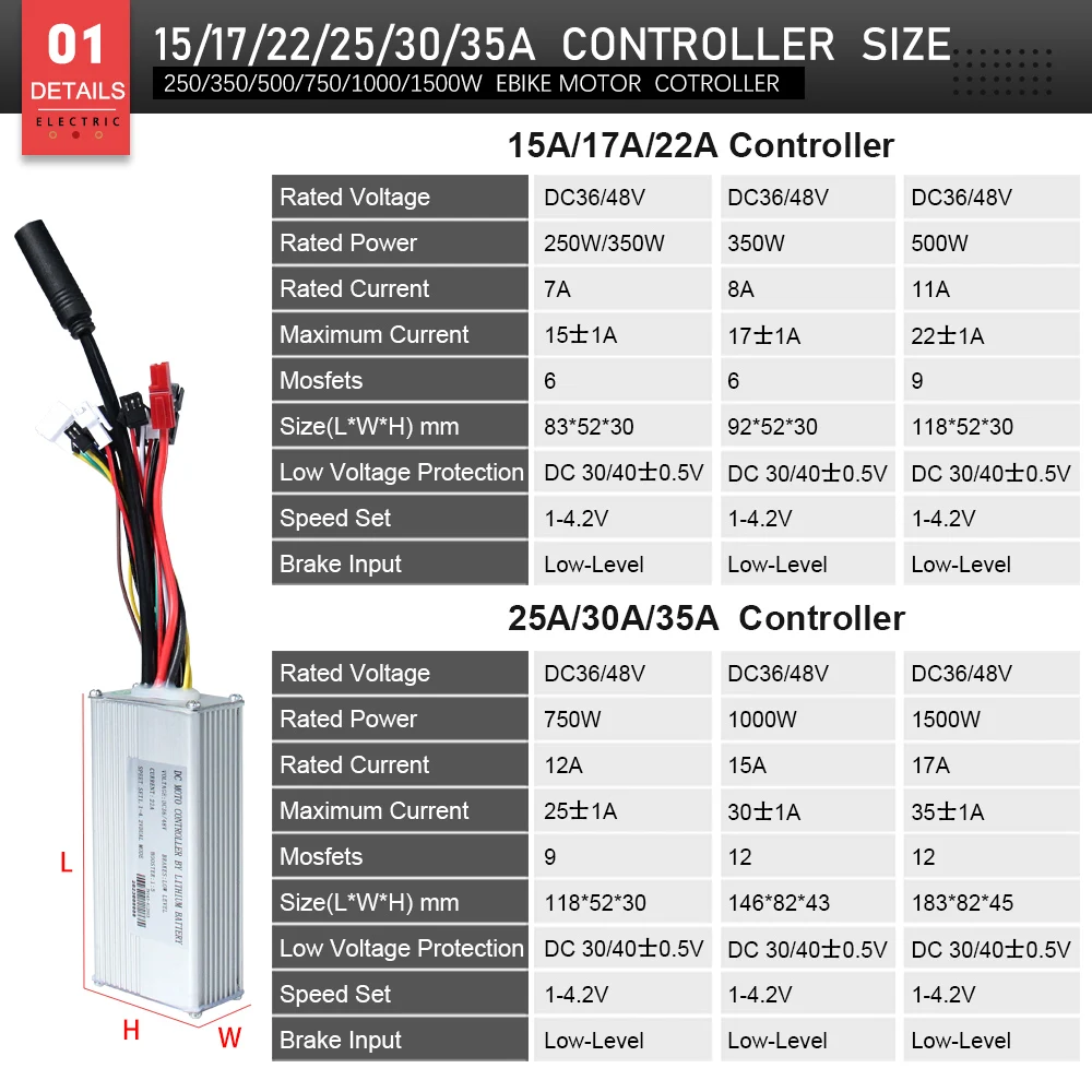 Ebike Sine Wave Controller 15A-60A Compatible 250-3000W HUB Motor Kit With Color LCD Display and Thumb Throttle PAS Sensor Parts