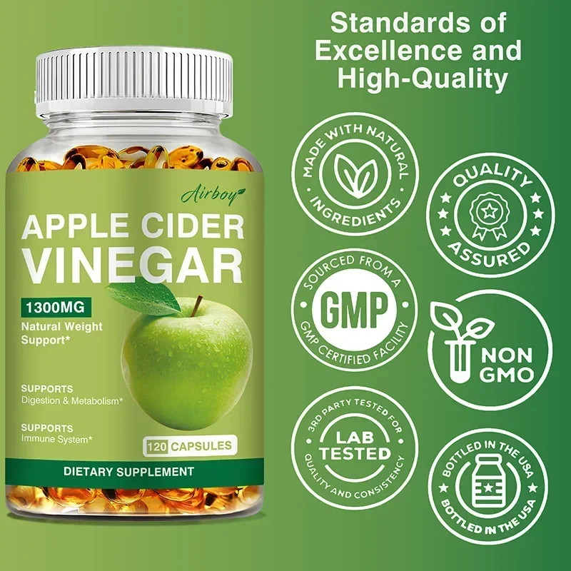 Apple Cider Vinegar -  Weight Management, Digestion, Detoxification and Immunity Relieve Gas and BloatingSupplement