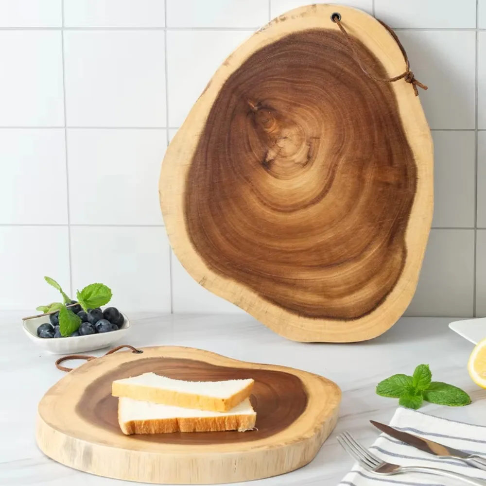 

Multi Use Natural Acacia Wood Cutting Board Rurual Style Unique Chopping Board Irregular Shape Cheese Board Sushi