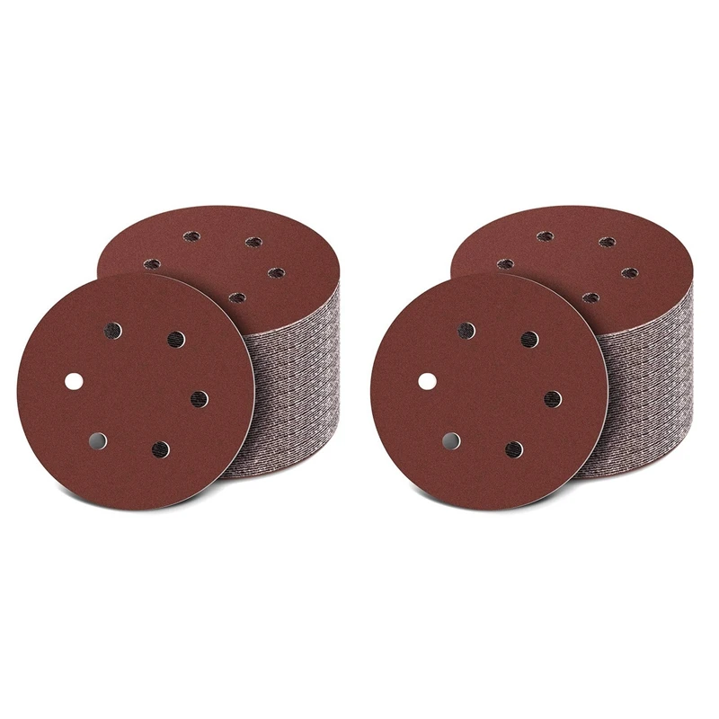 

150Mm Sanding Disc, 6 Inch Hook And Loop Sanding Pads, 200 Pcs Sandpaper Set Assorted Grits For Random Orbital Sander