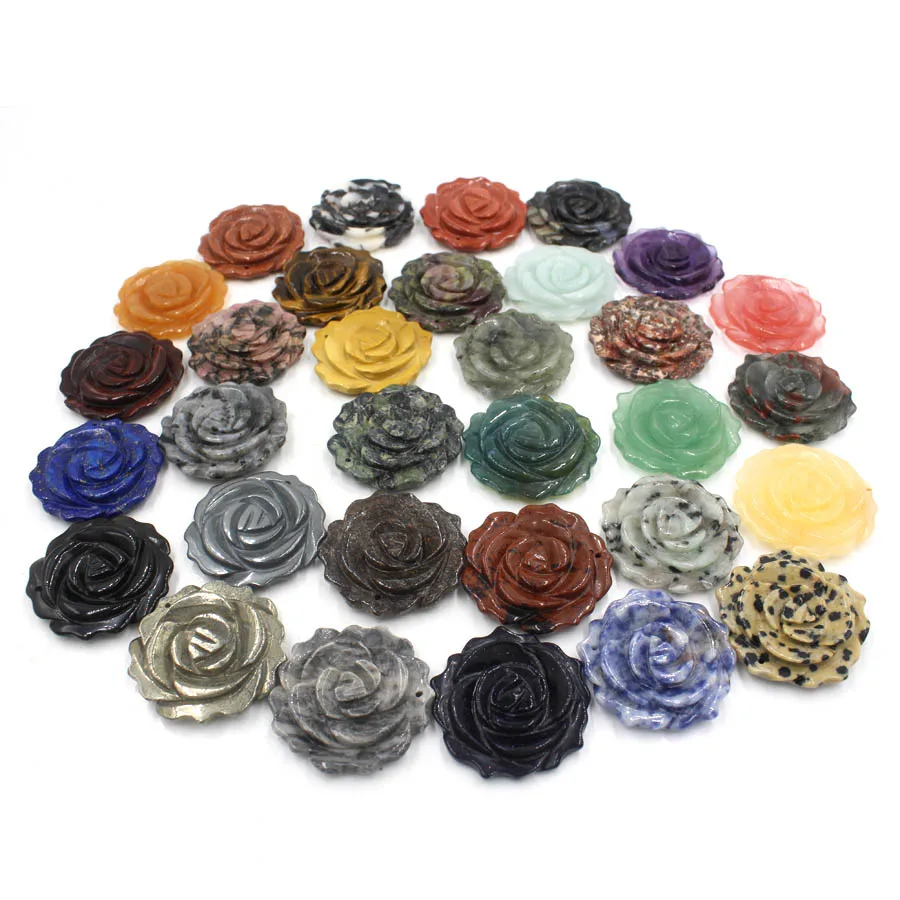 

Wholesale Rose Flower Crystal DIY For Pendants Reiki Pendulum Natural Stone Charms Crystal Fashion Jewelry 10pcs