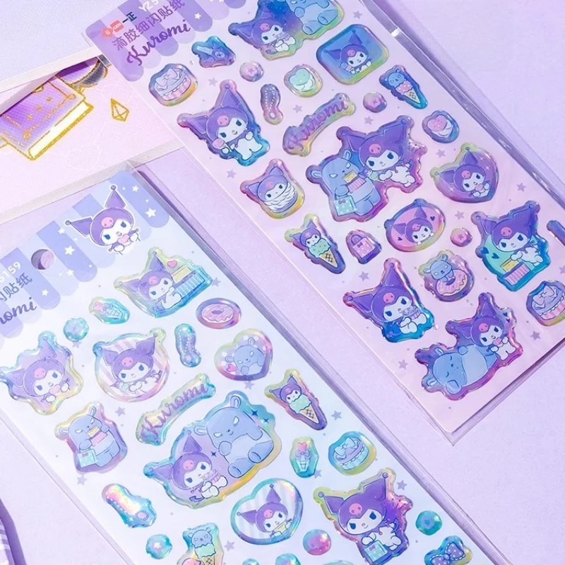 Sanrio 애니메이션 만화 Kuromi 다채로운 스티커 노트북 전화 케이스 냉장고 컵 일기 가방 장식 풍부한 패턴 스티커