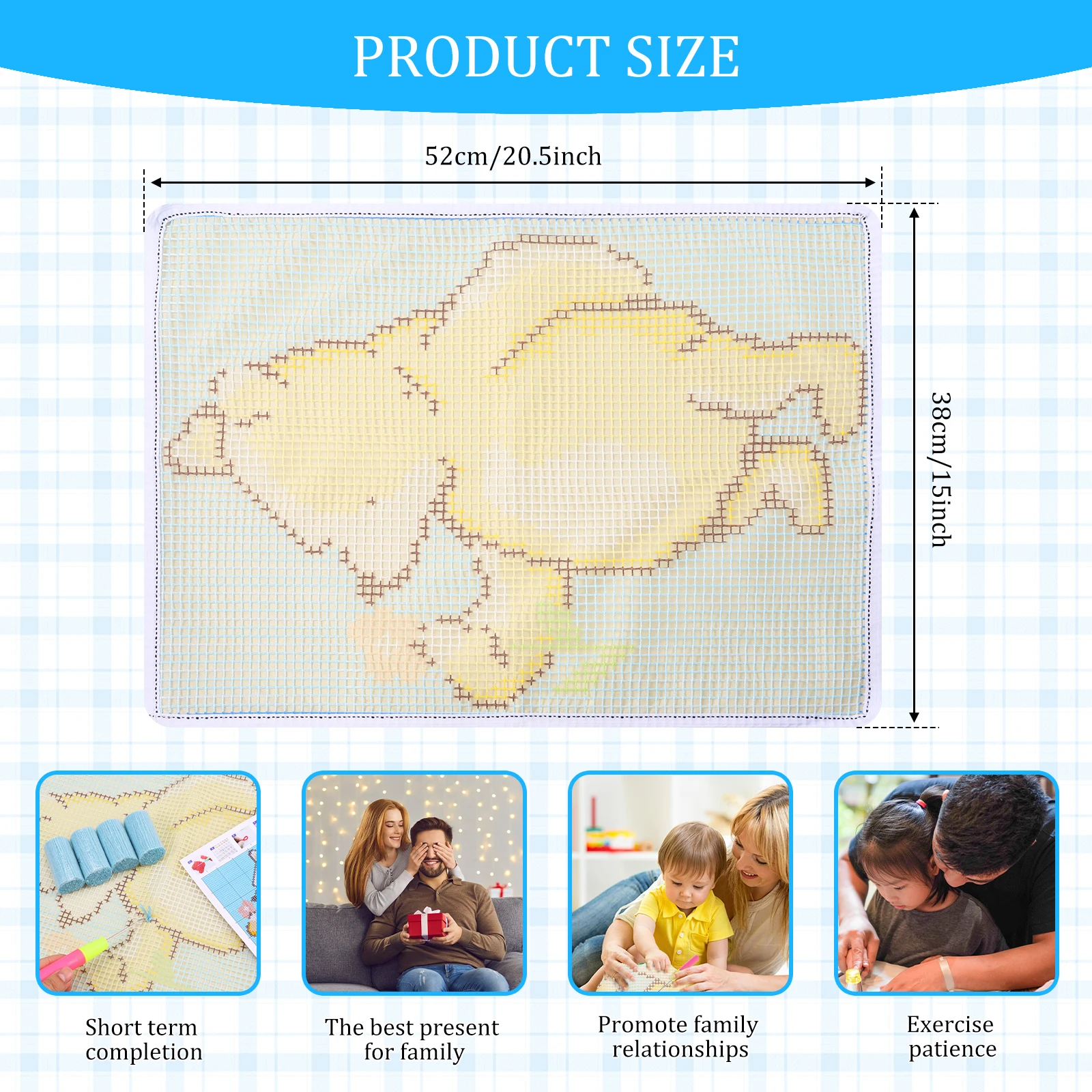 3D Latch Hook Rug Kit DIY Handcraft Rug Beginner Making Kit 3D Bear/Owl Shaped Pattern Segment Embroidery Pillow Sofa Cushions