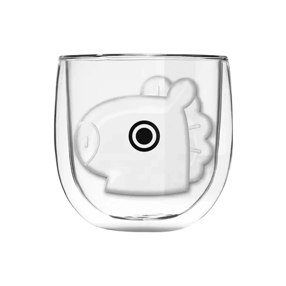 10 Oz Double Walled Glass Coffee Mugs, Cute Cartoon Borosilicate Glass Mugs, ,Perfect for Cappuccino,Tea, Espresso, Gift