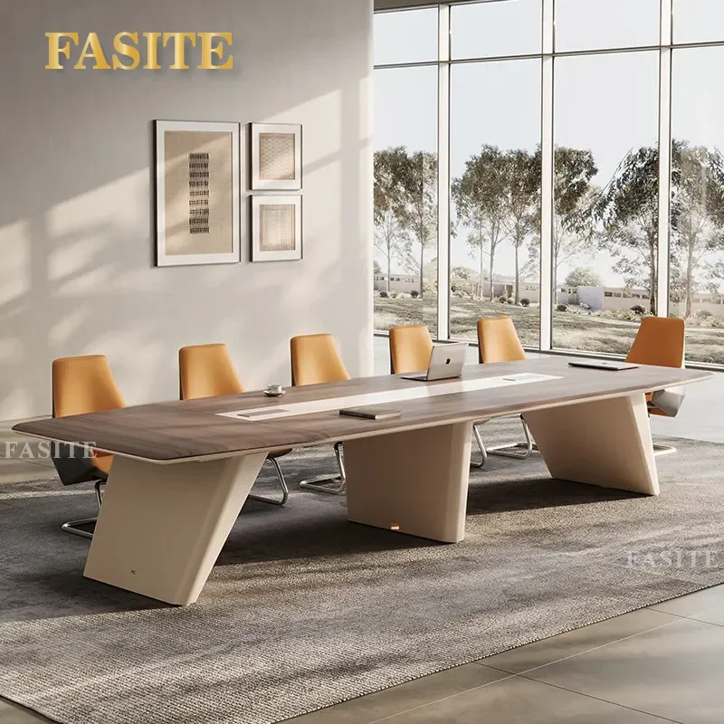 For Modern Light Luxury Conference Table and Chair Set Large Reception Negotiation Training Desk Simple Board Meeting Room