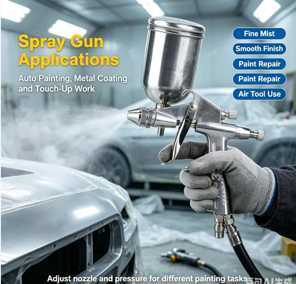 Professional 0.5mm Nozzle 125ml Mini Pneumatic Air Spray Gun For Car Painting Repair Tool