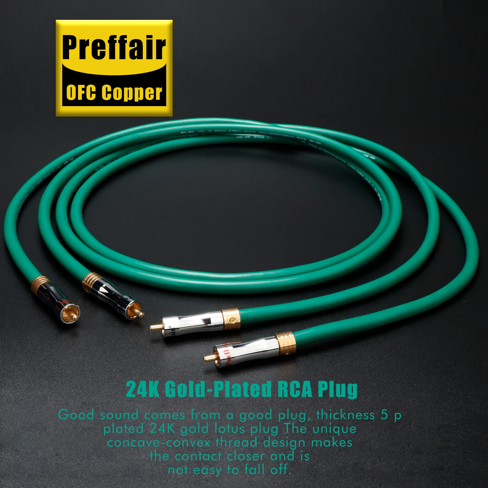 

0.5M-3M Hifi audio Preffair gold plated plugs connector 2328 audio 4N Copper RCA Interconnect audio cable