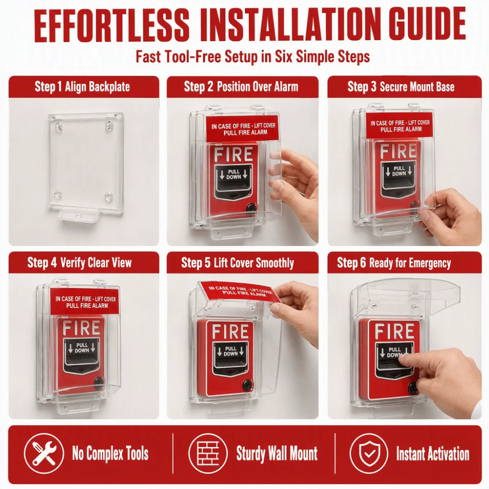 Clear Housing Fire Safety Switch Guard Transparent Housing Wall Mounted Alarm Pull Station Cover Sturdy Housing Protective Cover