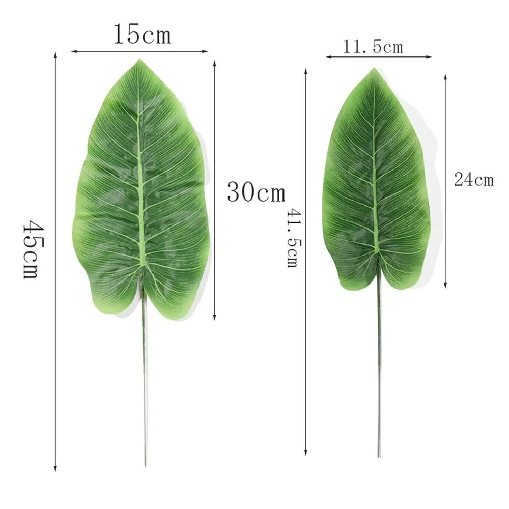 인공 바나나 잎 가지 플라스틱 열대 식물, 실물 같은 가짜 식물, 리얼 터치 인공 거북이 잎, 사무실 호텔 장식