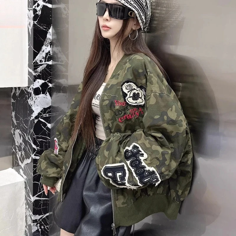 

2025 Fall New Arrival: Women's Camouflage Baseball Jacket - Short-Length Oversized Loose-Fit Viral Trendy Chic Top