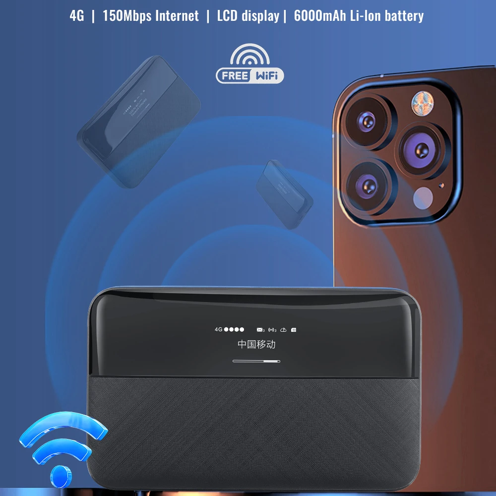 Kuwfi 4G Lte Router Wireless Wifi Portable Modem Mini Outdoor WIFI Mobile Hotspot Pocket Mifi 150mbps Sim Card Slot 6000mah