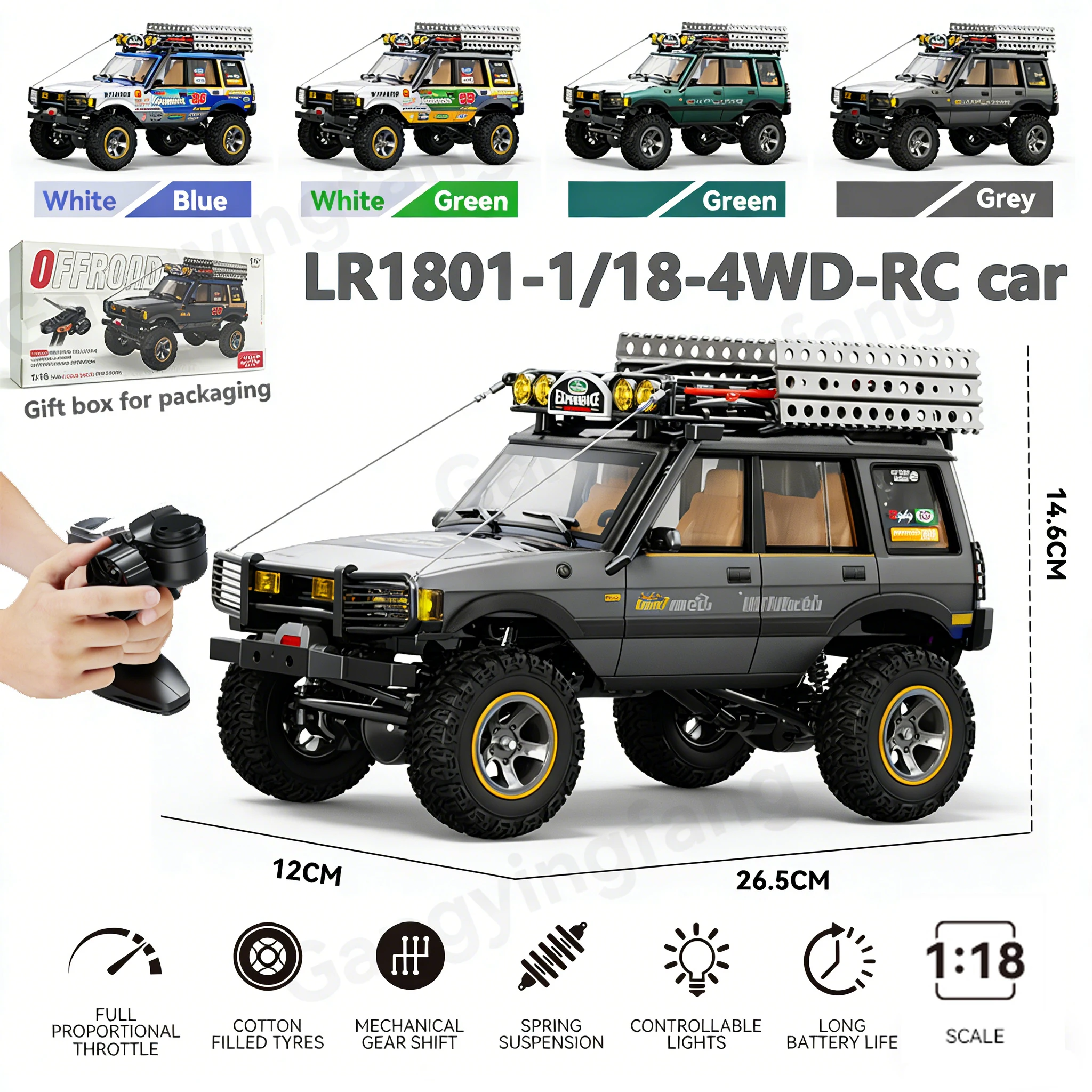 

Радиоуправляемая машина JXC LR1801 1/18 масштаба, 4WD, двухскоростная, внедорожная, имитационная модель для детей и взрослых