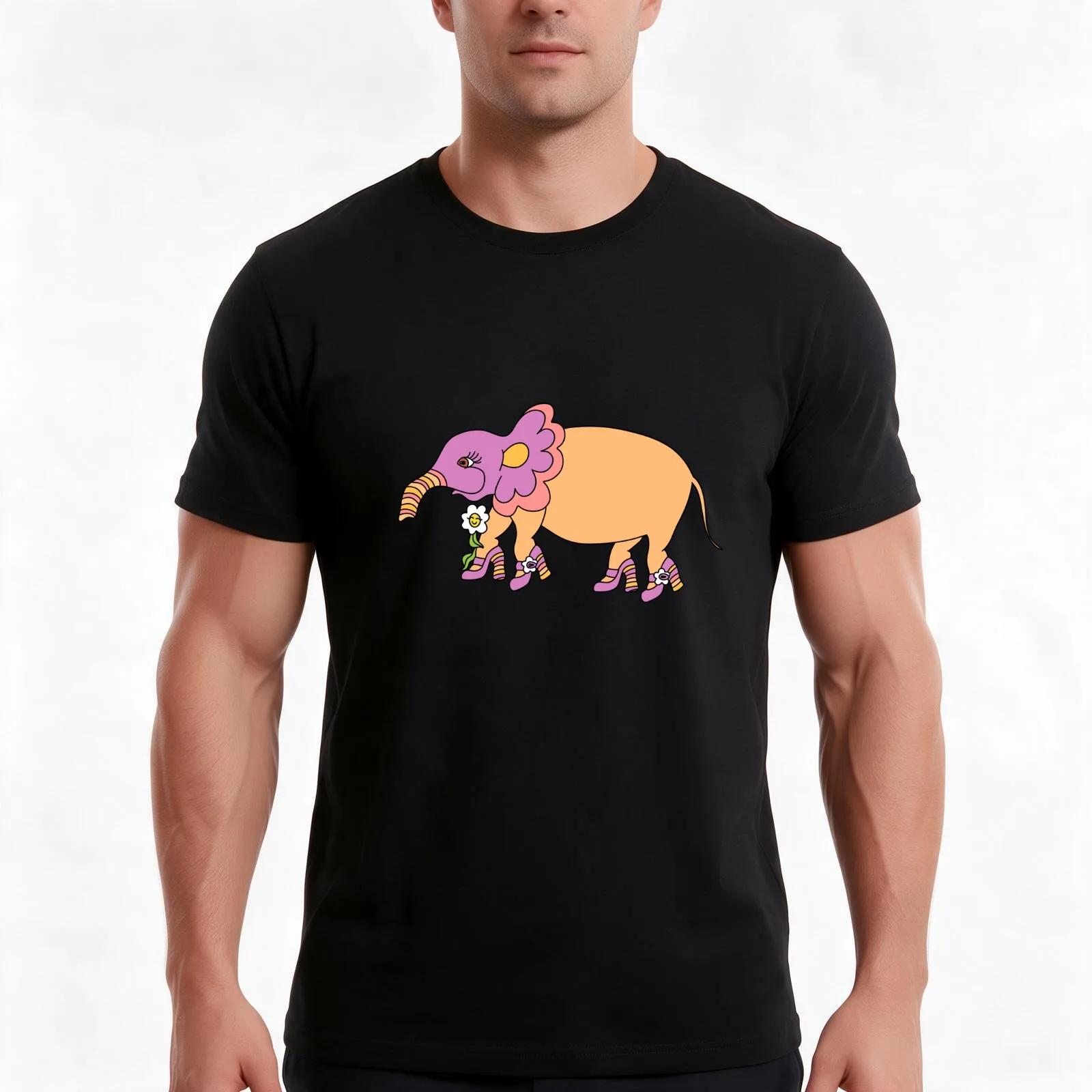 fancy elephant pleasing T-Shirt, Summer Casual Cotton Tee, Oversized Streetwear Tops, Vintage Graphic Print, Unisex Men Women