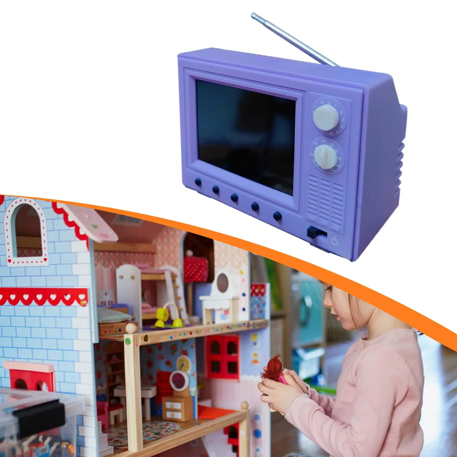 12a scala casa delle bambole TV giochi di imitazione giocattolo mobili per bambole in miniatura per bambole da ragazza piccolo televisore giocabile mini televisore set