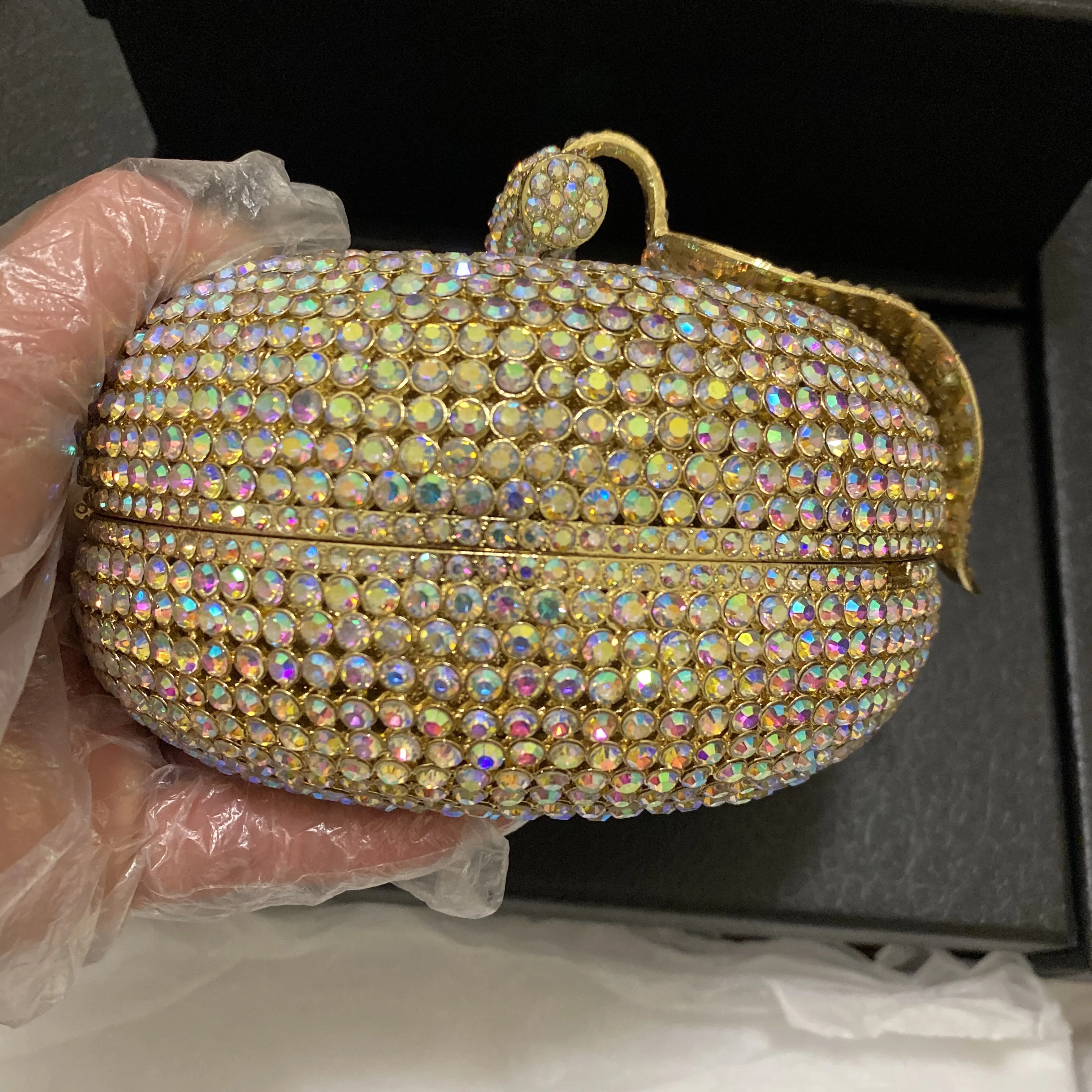 Nuovo arrivo pochette con strass rosso/argento a forma di mela 2022 borse da sera in cristallo da donna borse da Cocktail per la cena borse con diamanti