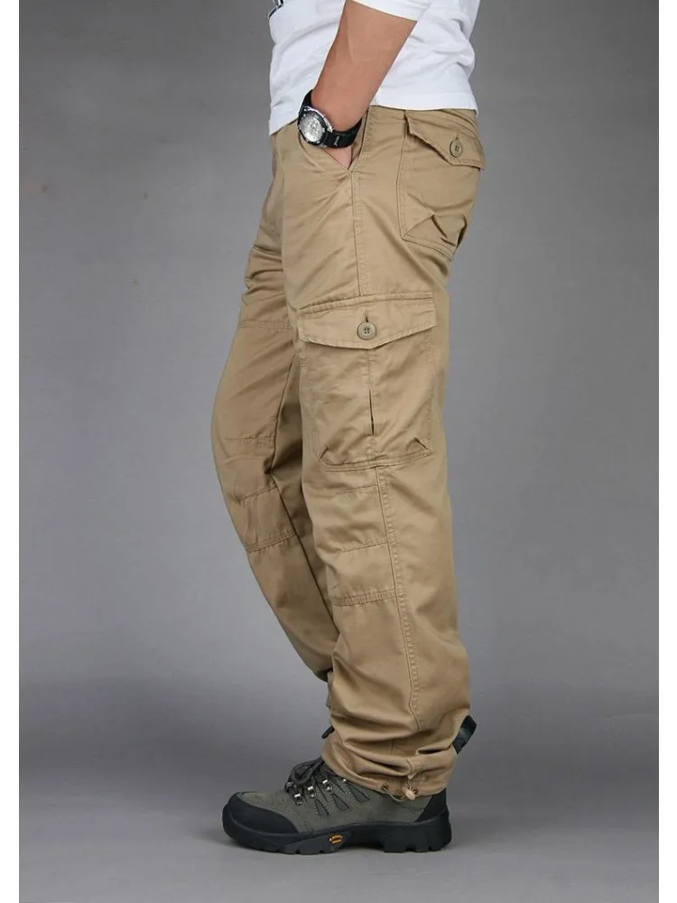 

Men Pants Multi-pocket Work Trousers Plus Size Straight Pants Tactical Cargo Pants Men Cotton Overalls Outdoor Camo Hiking Pants