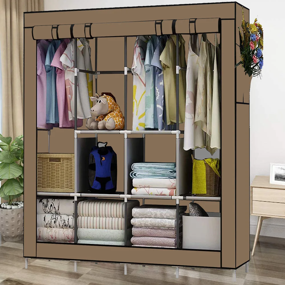 

Large Household Multi-laye Economy Fabric Wardrobe Portable Closet Dustproof Rental Room Single Person Closet Clothes Organizer