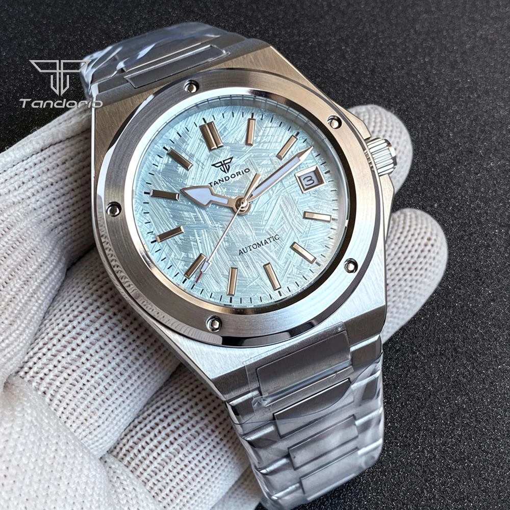 Tandorio 200M Dive 40mm Meteorite Texture Dial Miyota 8215 Automatic Men Watch Elegant Sapphire Steel Bracelet Relogio Masculino