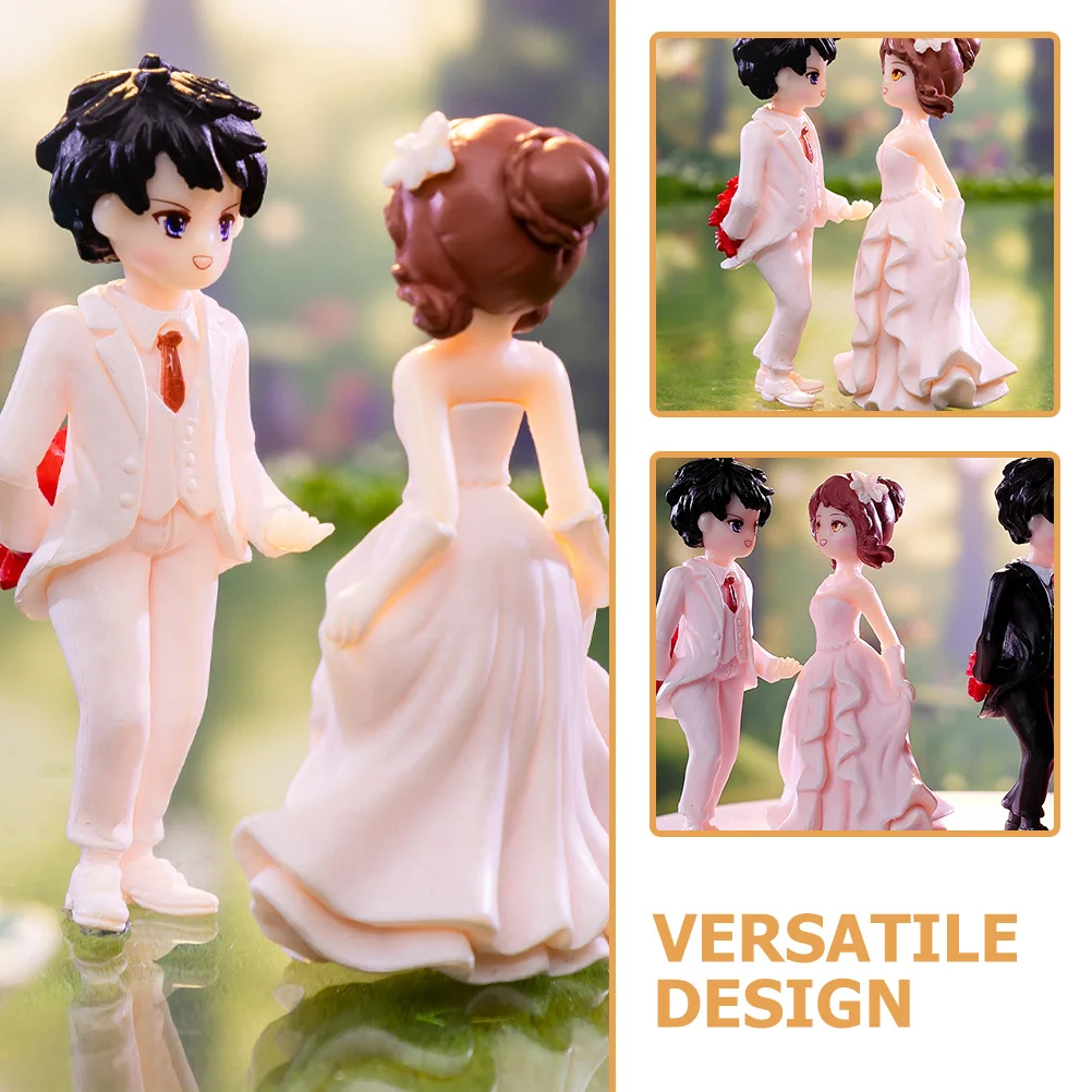 

1 set 1 Set Bride Groom Figurines Wedding Couple Statue Cake Decor Resin Craft For Car Dashboard Party Home Decoration
