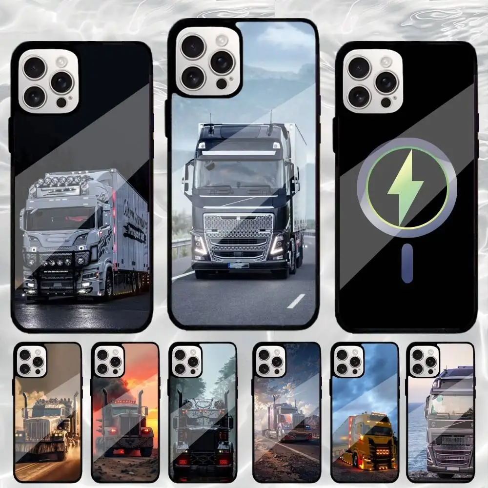 

Cool Heavy Truck Car Phone Case For iPhone17,16,15,14,13,12,11 Plus,Pro Max Magnetic Magsafe Wireless Charging
