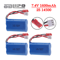 7.4V Battery For Wltoys WL917 RC Boat 2S 14500 7.4V 1600mAh For Syma F1 FX059 RC aircraft FT007 RC Boat Toys Parts vs 1200mah
