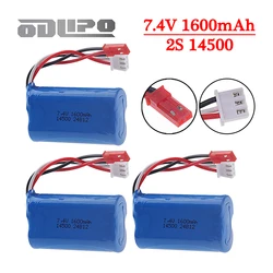 7.4V Battery For Wltoys WL917 RC Boat 2S 14500 7.4V 1600mAh For Syma F1 FX059 RC aircraft FT007 RC Boat Toys Parts vs 1200mah