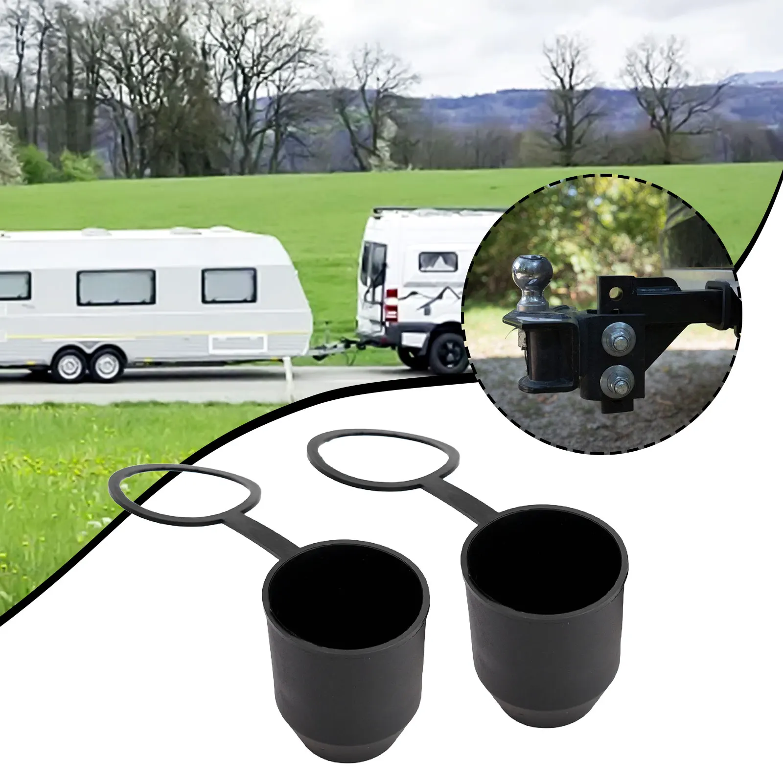 2pcs Auto Tow Bar Ball Cover Cap Towing Hitch Caravan Trailer Ball Cover Towing Tow Bar Hitch Protection For 50mm Ball Heads Cap