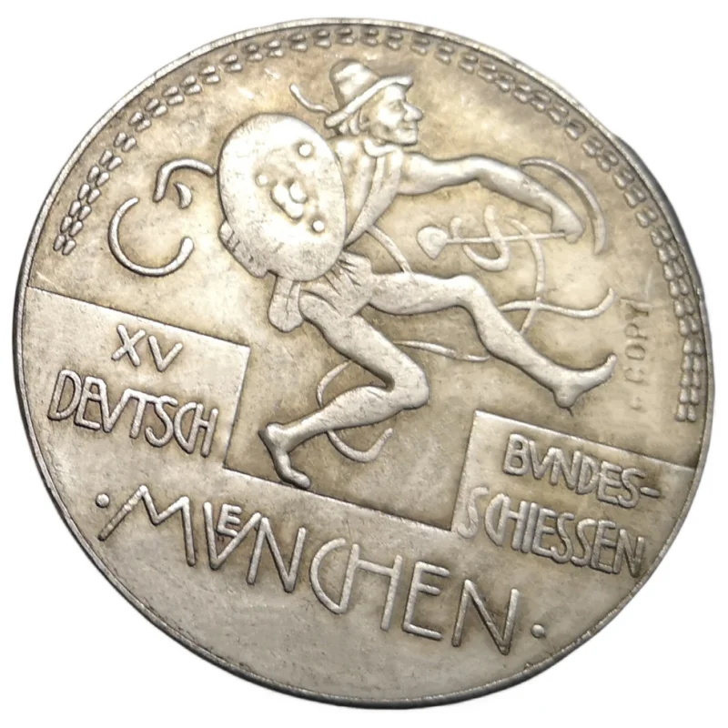 Silver medal 1906. and the fifteenth Munich Art Festival. Facade: Contrary to the target dancer: the coronation eagle.