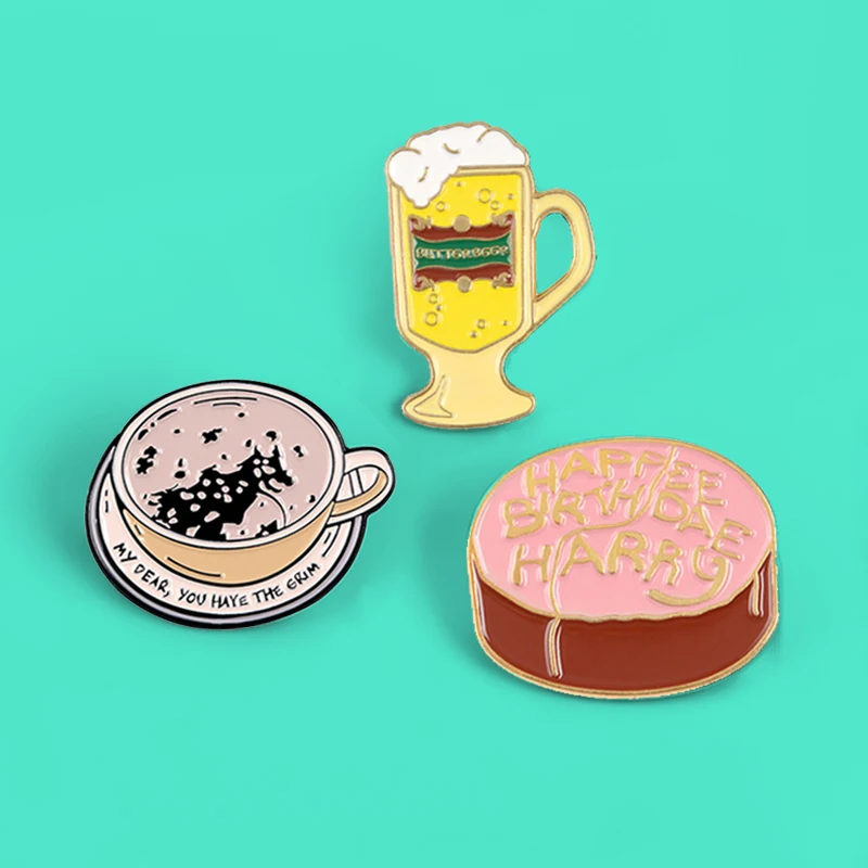 pins Coffee Beer Cake Enamel pins MY DEAR YOU HAVE THE GRIM Breakfast Food Brooche for Kids women Pins Everyday Food Brooches