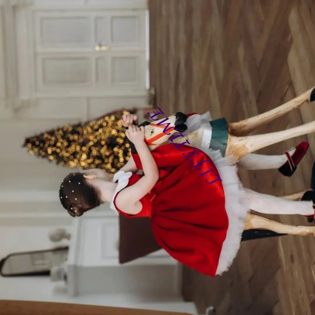 

Красная бархатная мини-юбка с бантом, платье с цветочным узором для девочек на праздник Рождества, официальные приемные, свадебные церемонии, день рождения, индивидуальный заказ