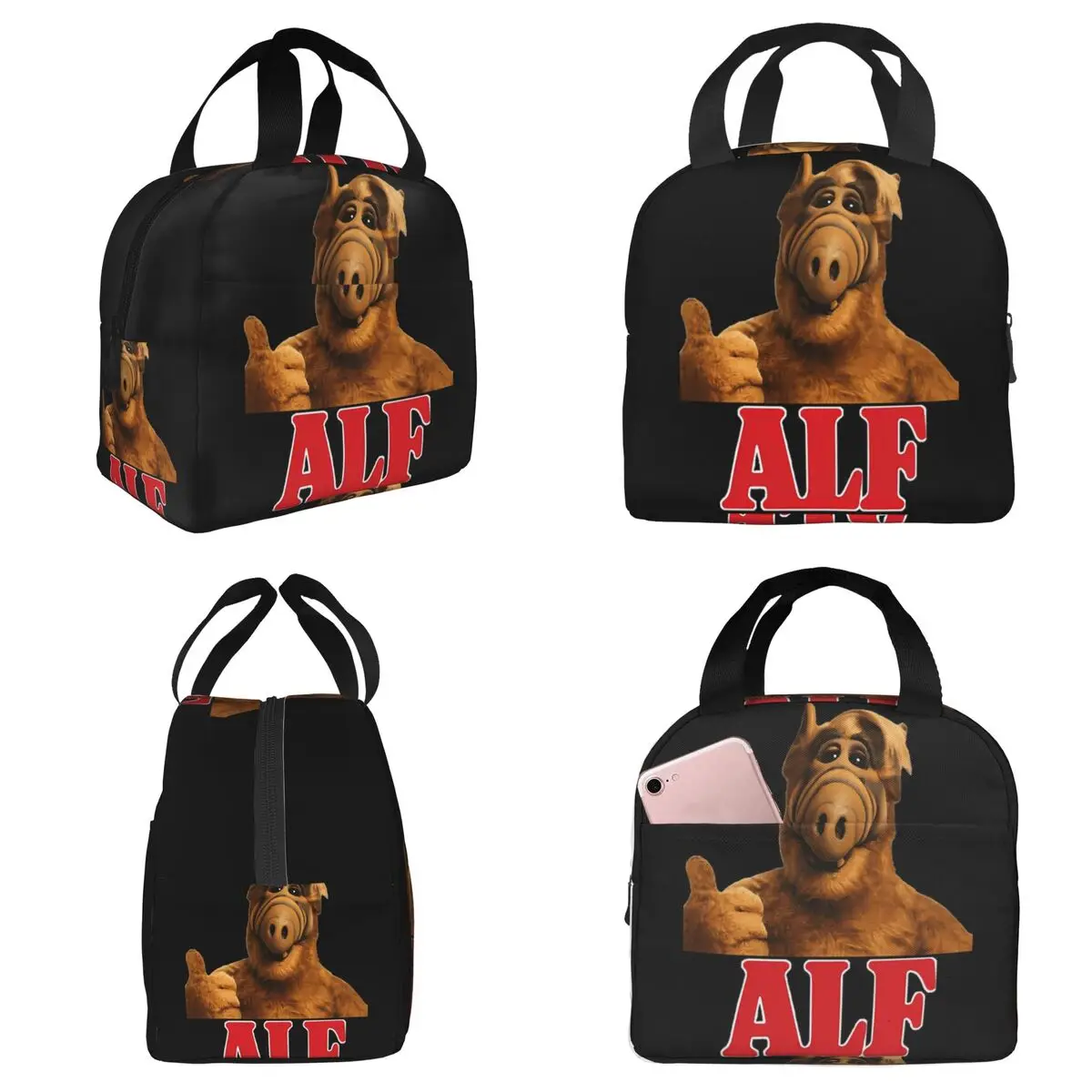 Alf Gordon Shumway Thumbs Up Tv Sitcoms Bolsa térmica isolada para almoço, caixa térmica para alimentos, recipiente à prova de vazamento