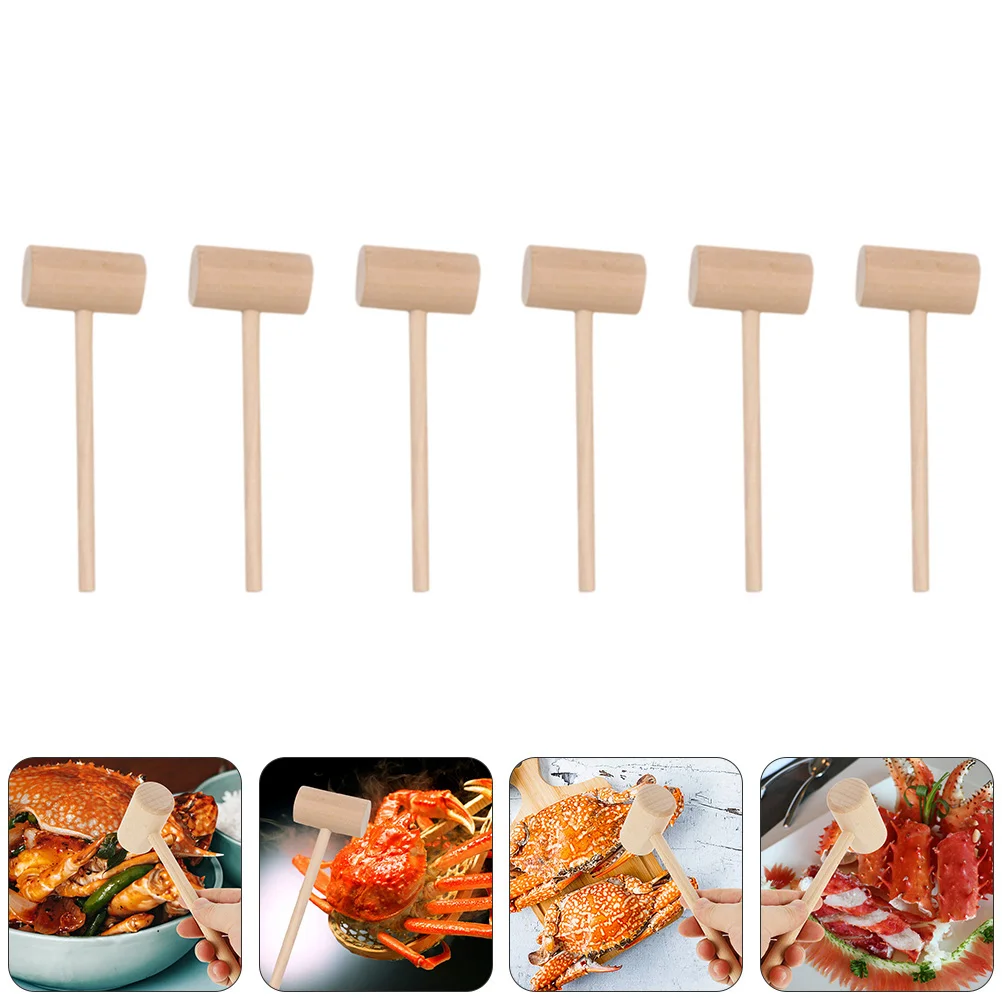 50 Pcs Small Wooden Hammer Cake Hammers Crab Mallets Seafood for Kids Short Hair Mini Child