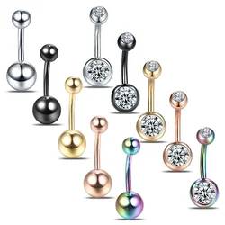 1PC Rhinestone Piercing Navel Rings Stainless Steel Belly Button Rings Navel Piercing Goth Ombligo Ball Nombril Body Jewelry