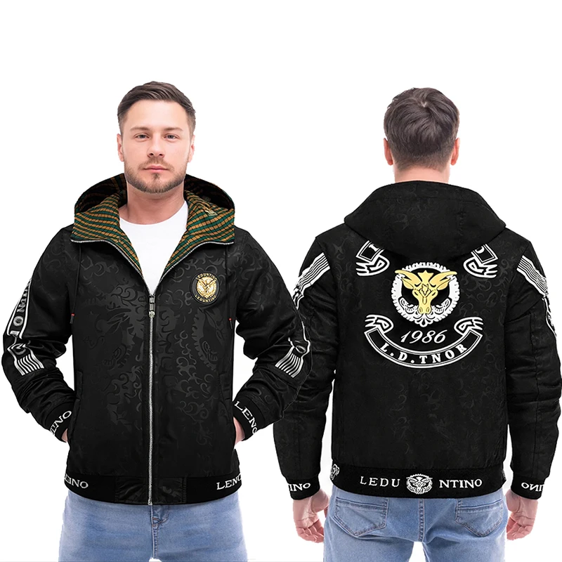 

Men's Fashion Trend Hooded Jacket Casual Loose With letter printing Coat Outdoor Camping Top 2025 New Retro Men Clothes Jackets