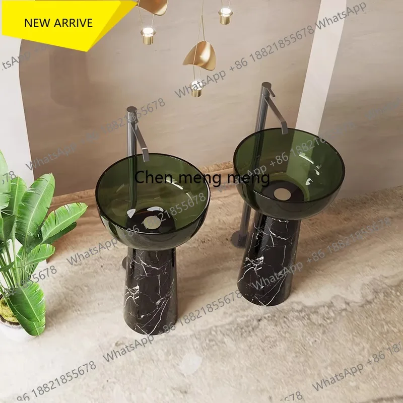 

DD182 Marble floor-to-ceiling hand wash basin Wash table Transparent column basin