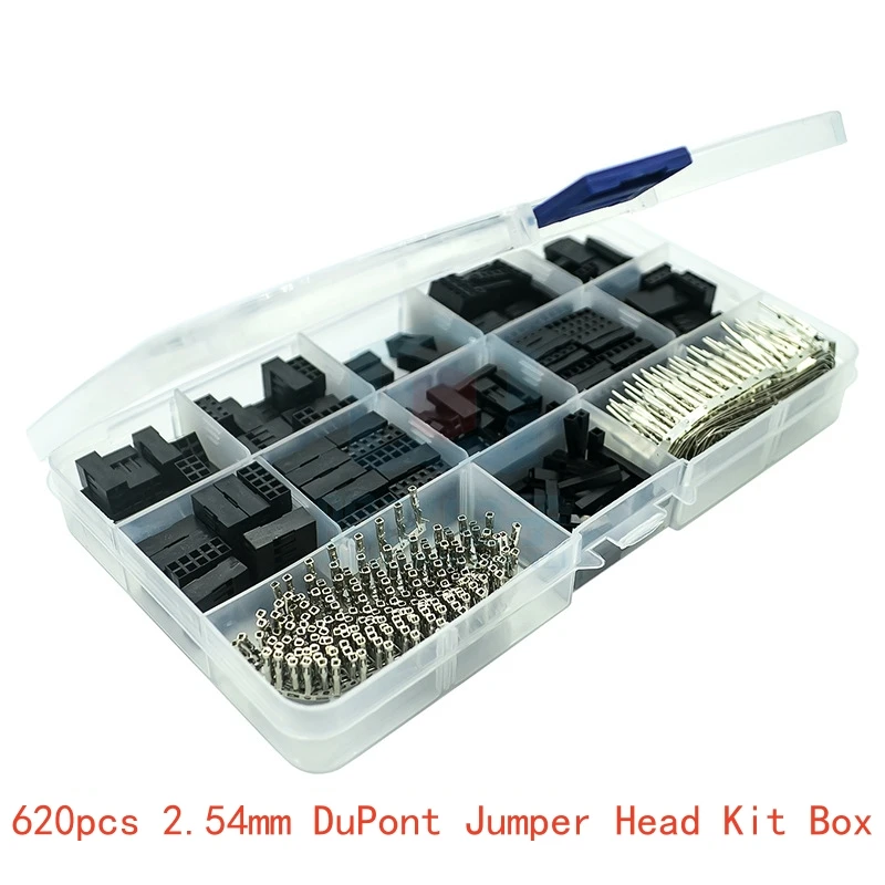 620 piezas y 310 piezas de carcasa de conector de puente DuPont con kit de caja de conector de par de resorte macho/hembra de 2,54 MM